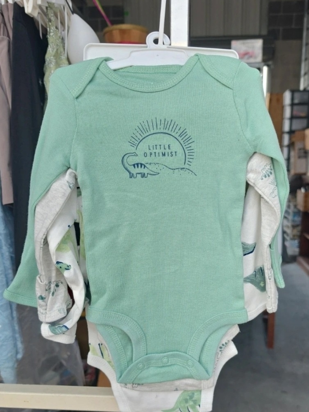 Lot Of 3 Little Optimist Mint Green Baby One-Piece Bodysuits